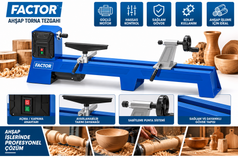 Factor WC1000 Ahşap Torna Makinası 1000mm
