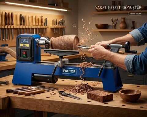 Factor WC500 500mm Ahşap Torna Makinası - Masaüstü Ağaç Torna Tezgahi