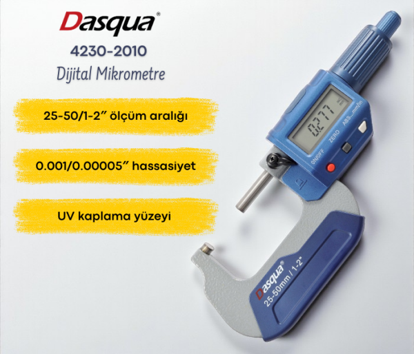 Dasqua 4230-2010 Dijital Dış Çap Mikrometre 25-50 mm | Hassas Ölçüm Cihazı