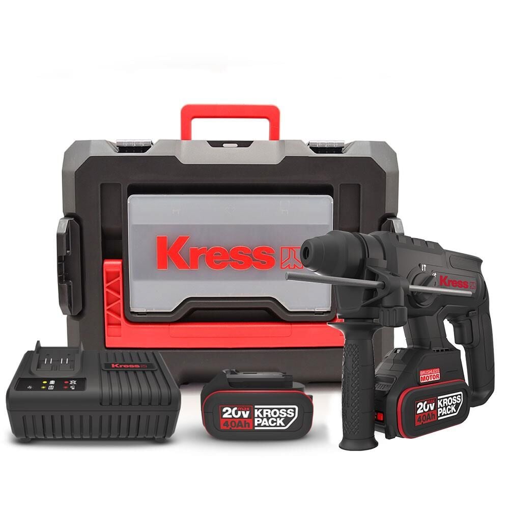 Kress KU390.4 Li-ion Çift Akülü Şarjlı SDS-Plus Pnömatik Kırıcı/Delici 20Volt 4.0Ah.-2.0J