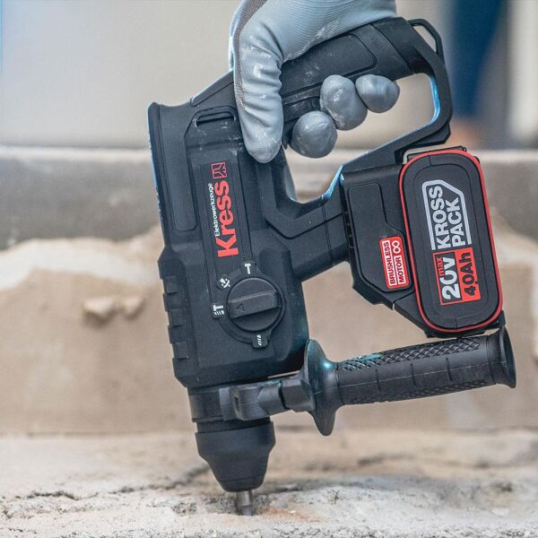 Kress KU390.4 Li-ion Çift Akülü Şarjlı SDS-Plus Pnömatik Kırıcı/Delici 20Volt 4.0Ah.-2.0J
