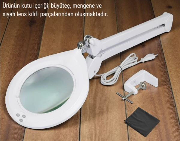 Geniş Mercekli Luma  Masaya Bağlanabilir Büyüteç | Ayarlanabilir Led Işığı