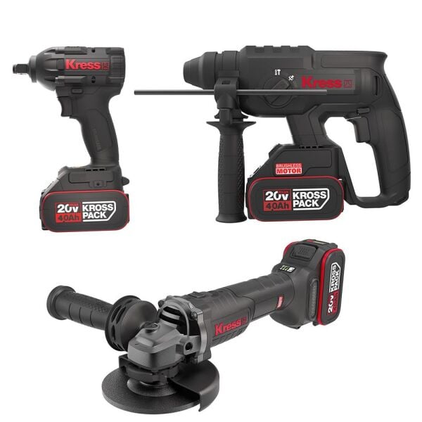 Kress 6'lı Akülü Profesyonel Kombo Set | 20V/4Ah | KUB30.2 + KU390.4 + KUH10.2