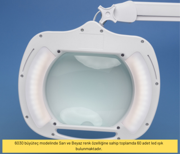 Geniş Mercekli Büyüteç Sarı ve Beyaz Led Işık Seçenekli
