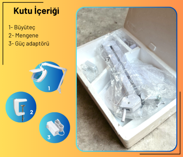 Geniş Mercekli Büyüteç Sarı ve Beyaz Led Işık Seçenekli