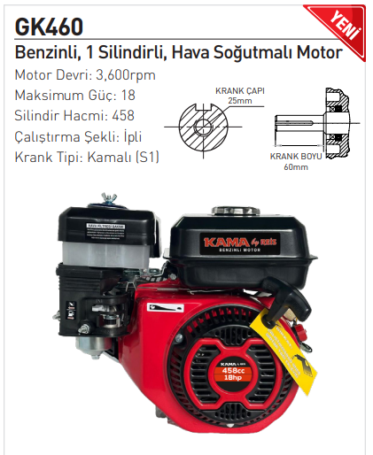 Kama By Reis GK460 Benzinli Motor 18 Hp İpli Kamalı