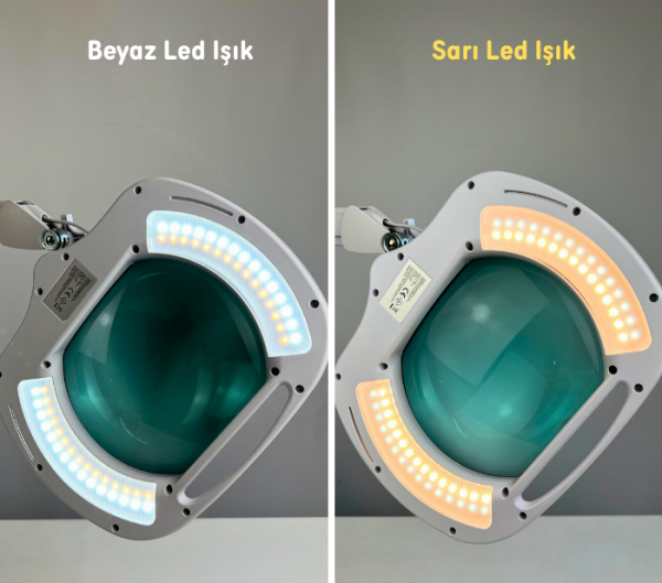 Loyka 6030 Ayaklı Büyüteç – Sarı & Beyaz Işıklı Geniş Mercekli LED Masaüstü Büyüteç