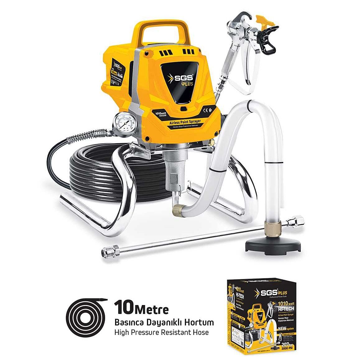 SGS 5280 Elektrikli Havasız Profesyonel Boya Püskürtme Makinası 1010 W / 207 Bar