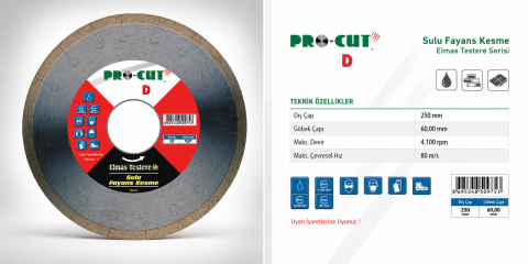 PRO-CUT Sulu Fayans Kesme Bıçağı 350 mm 60 mm Göbek 350 D