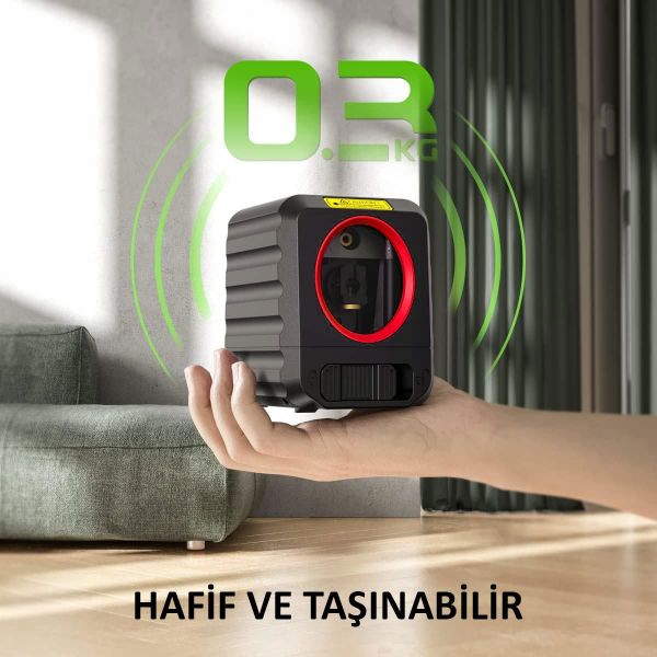 KOBB KBL90G Yatay ve Dikey Otomatik Hizalamalı Yeşil Çapraz Çizgi Lazer Distomat 30 mt