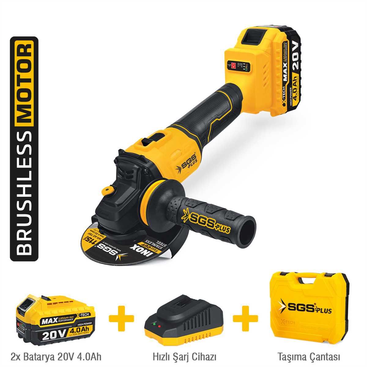 SGS SGS5510 Çift Akülü Avuç Taşlama Makinası Seti A 20V 4.0Ah
