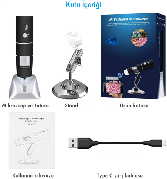 LYK Wifi1000x Kablosuz Akıllı Telefon Mikroskobu 1000X – WiFi Bağlantılı Dijital Mikroskop