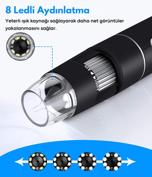 LYK Wifi1000x Kablosuz Akıllı Telefon Mikroskobu 1000X – WiFi Bağlantılı Dijital Mikroskop