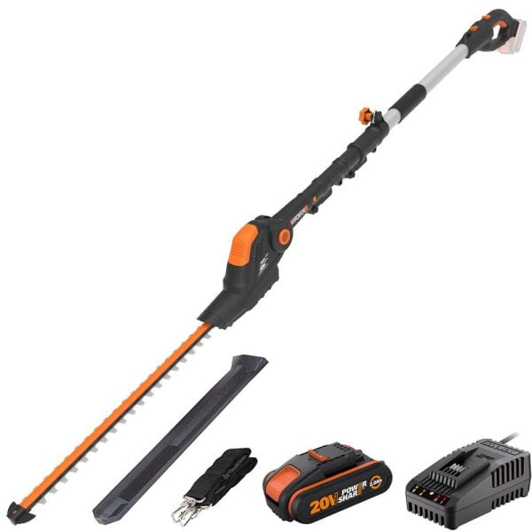 WORX 20Volt 2.0Ah Li-ion Tek Akülü 45CM Profesyonel Teleskobik Saplı Açı Ayarlı Çit Budama