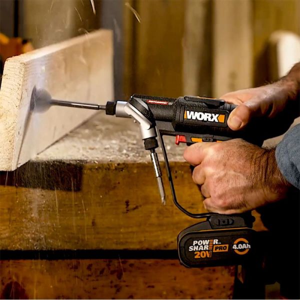 WORX 20Volt Döner Kafa ve Çift Mandrenli Profesyonel Kömürsüz Şarjlı Matkap + 6 Parça Uç (Akü Dahil Değildir)