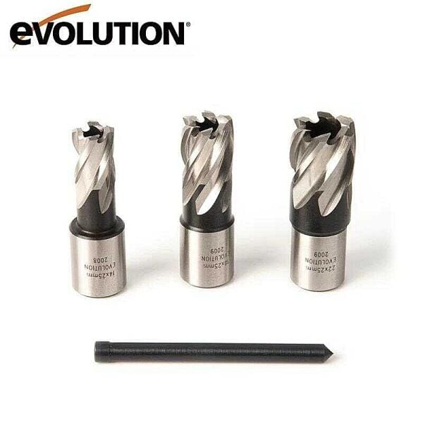 Evolution CUTTERKIT3S Cyclone 3 Parça Weldon Tip Manyetik Matkap Ucu Seti 25 mm Derinlik
