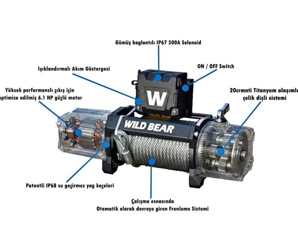 Wild Bear Talon 12.000 LBS Offroad Vinç | Profesyonel 4x4 Arazi ve Kurtarma Vinci