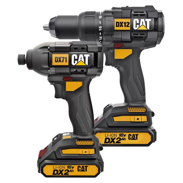 CAT DX12K Çift Akülü Şarjlı Darbeli Matkap 18Volt/2.0Ah + DX71 Darbeli Tornavida Kombo Set
