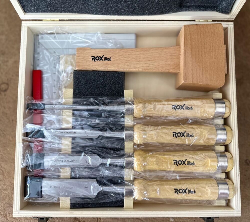 Rox Wood 9 Parça Ahşap İskarpela Seti Ahşap Kutu