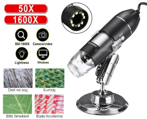 LYK USB1600X Bilgisayar Bağlantılı Dijital Mikroskop – 1600X Büyütme