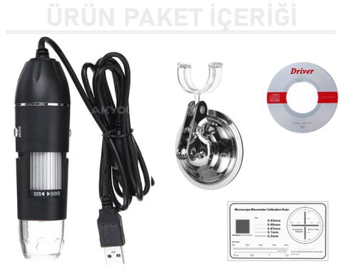 LYK USB1600X Bilgisayar Bağlantılı Dijital Mikroskop – 1600X Büyütme