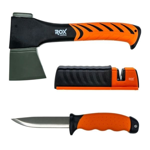 Buschcraft Doğa Seti 4 Parça | Balta Bıçak Bileme Aparatlı Kamp Seti | Rox Camping 0172