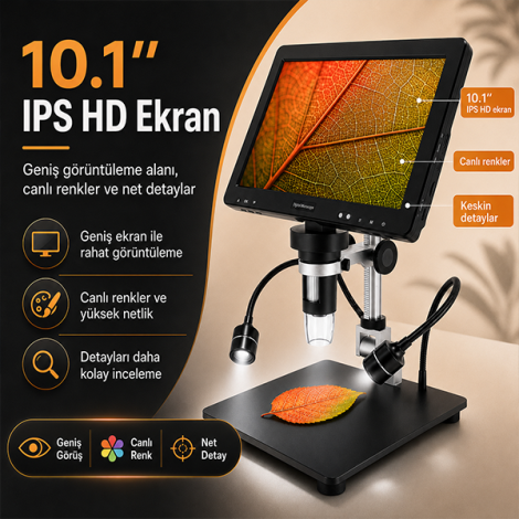 DM12A Dijital Mikroskop 20 MP Kamera Destekli 1500X