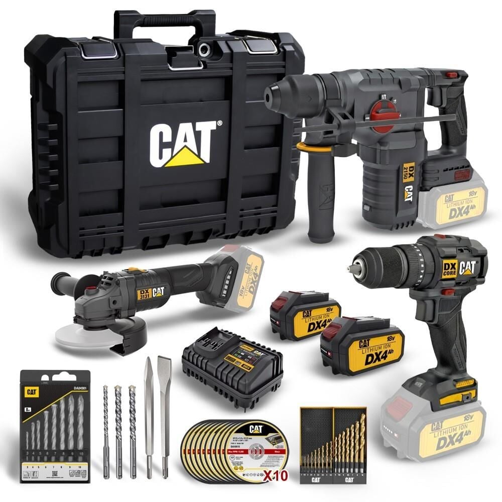 CAT DXK302 DX1010 + DX2150 + DX3131 3 Parça Akülü Kombo Set + 39 Parça Aksesuar Seti