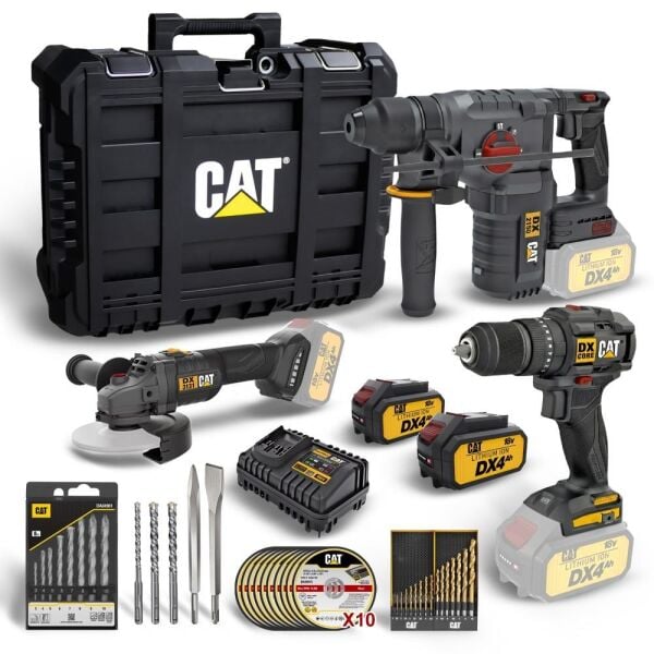 CAT DXK302 DX1010 + DX2150 + DX3131 3 Parça Akülü Kombo Set + 39 Parça Aksesuar Seti