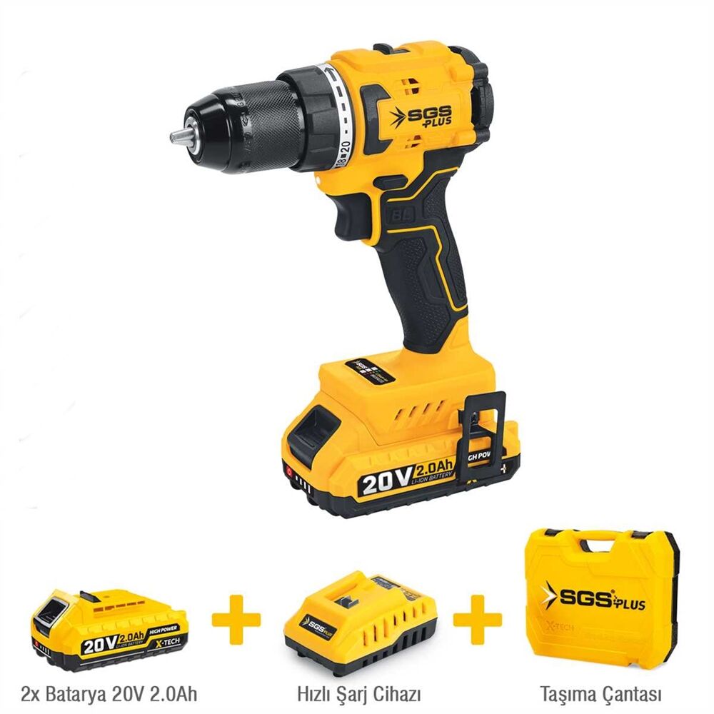 SGS SGS5529 Çift Akülü Şarjlı Vidalama Set 60Nm - 20V-2x2,0 Ah