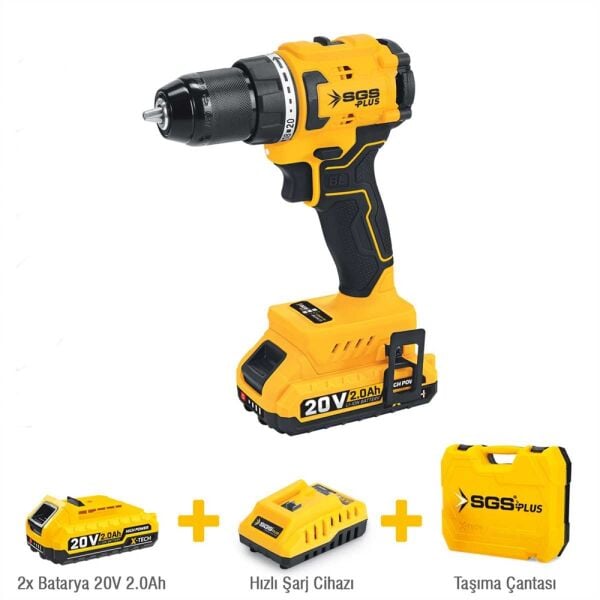 SGS SGS5529 Çift Akülü Şarjlı Vidalama Set 60Nm - 20V-2x2,0 Ah