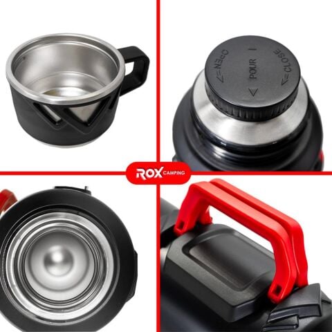 ROX Camping 1.5 Litre Paslanmaz Çelik Termos – Isı Dayanımlı, Sıcak & Soğuk İçecek Koruyucu Outdoor Termos