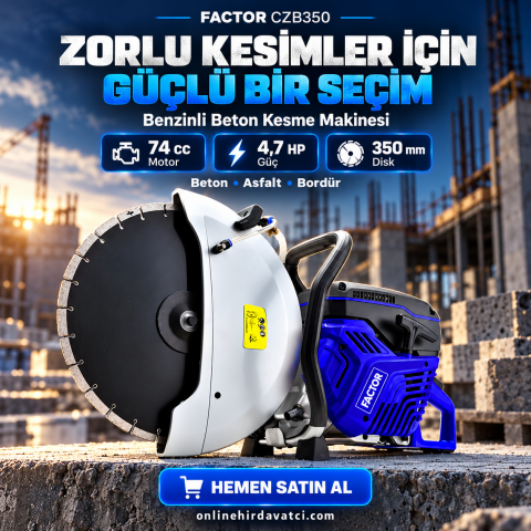 Factor CZB350 4.6 HP 350 mm El Tipi Benzinli Beton ve Asfalt Kesme Makinesi