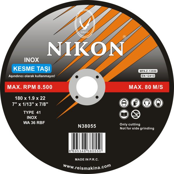 Nikon Inox Flex Kesme Taşı Düz 115x1.6x22mm 50 adet