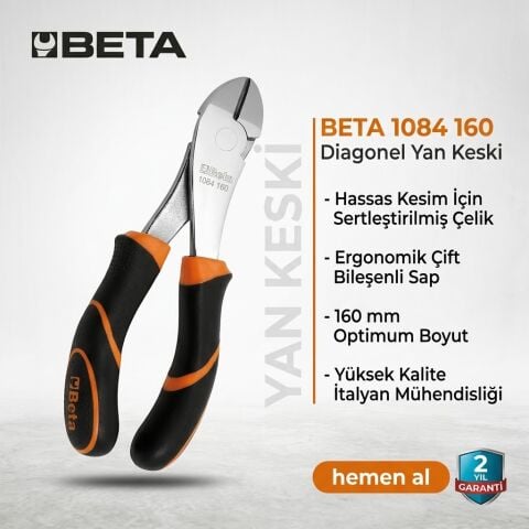 Beta 1084BM Yan Keski 160 mm – Ağır Hizmet Tipi, Çift Malzemeli Sap