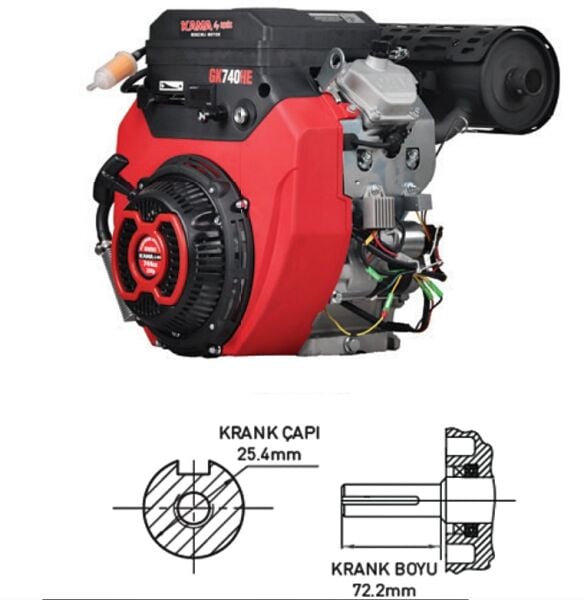 Kama GK740HE Marşlı/İpli Kamalı Benzinli Motor 22 hp
