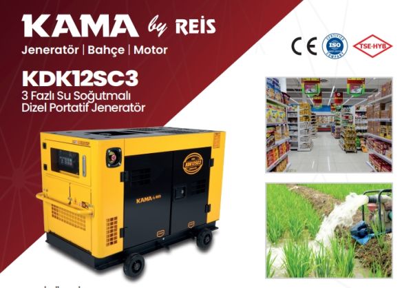 Kama By Reis KDK12SC3 Su Soğutmalı Dizel Jeneratör 12kVA Trifaze
