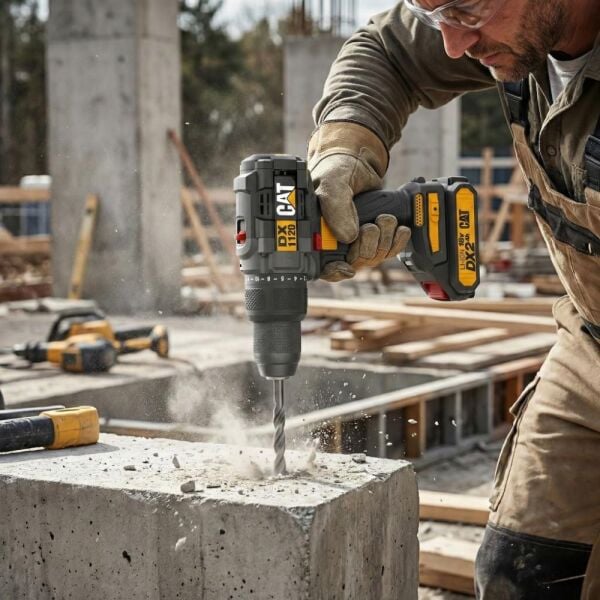 CAT DX1120 18V 2.0Ah Çift Akülü Kömürsüz Darbeli Matkap + 45 Parça Vidalama Uç Seti Profesyonel Şarjlı Matkap