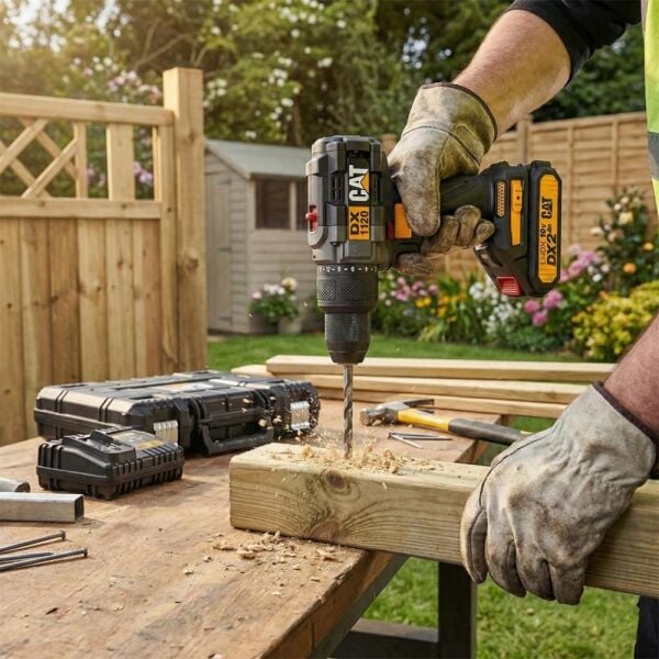 CAT DX1120 18V 2.0Ah Çift Akülü Kömürsüz Darbeli Matkap + 45 Parça Vidalama Uç Seti Profesyonel Şarjlı Matkap