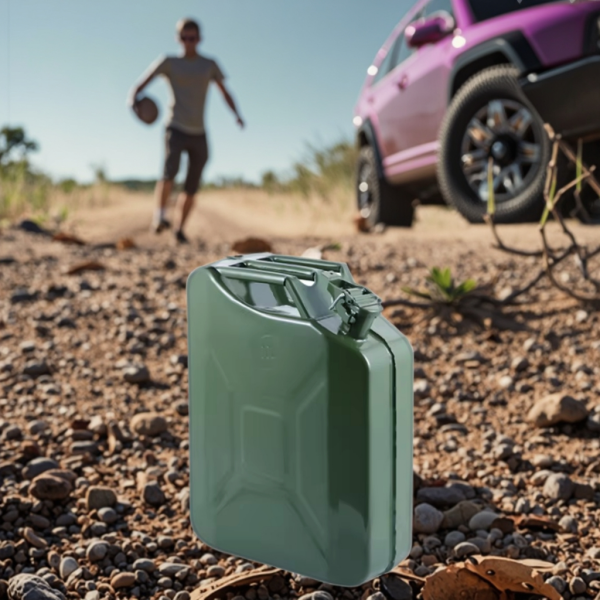 Maxser 20 Litre Metal Yakıt Bidonu - Çelik Gövde Yeşil Benzin ve Mazot Bidonu (Sızdırmaz Kapaklı)