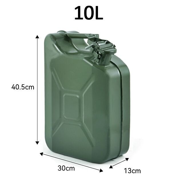 Maxser 10 Litre Metal Yakıt Bidonu - Çelik Gövde Yeşil Benzin ve Mazot Bidonu (Sızdırmaz Kapaklı)