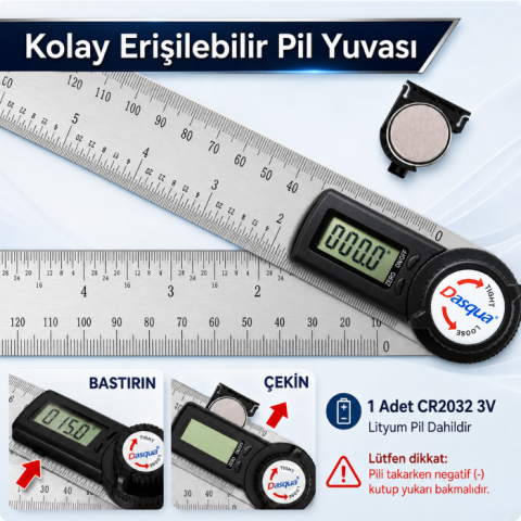 Dasqua 1022-4300 Profesyonel Dijital Açı ve Uzunluk Ölçer 30CM