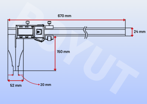 Dasqua 2220-8110 Uzun Tek Çeneli Dijital Kumpas 0-500 mm Hassas Ölçüm