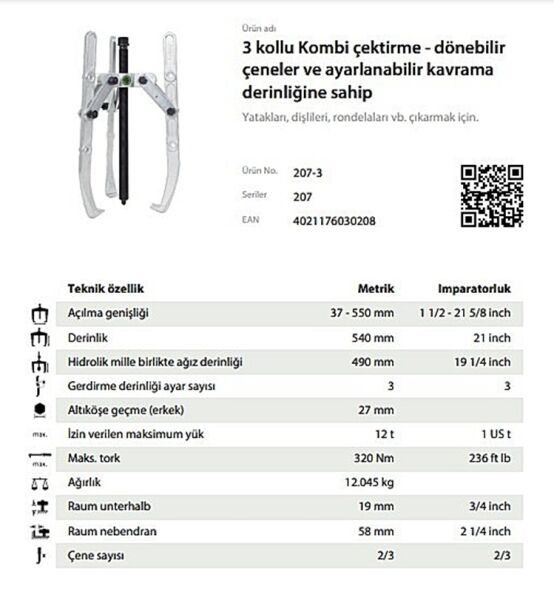 Kukko 207-3 Kombine Çektirme 500X540 mm