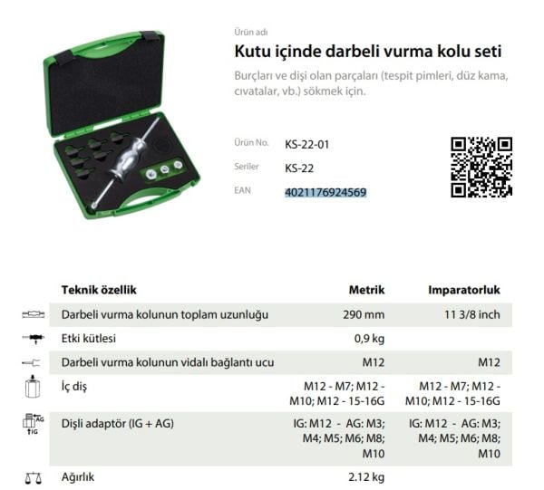 Kukko KS-22-01 Darbeli Vurma Kolu Seti