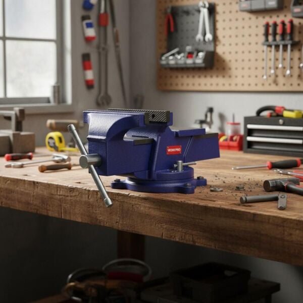 WORKPRO WP233006 125 mm Döner Tabanlı Örslü Tezgâh Mengenesi | Profesyonel Döküm Mengene