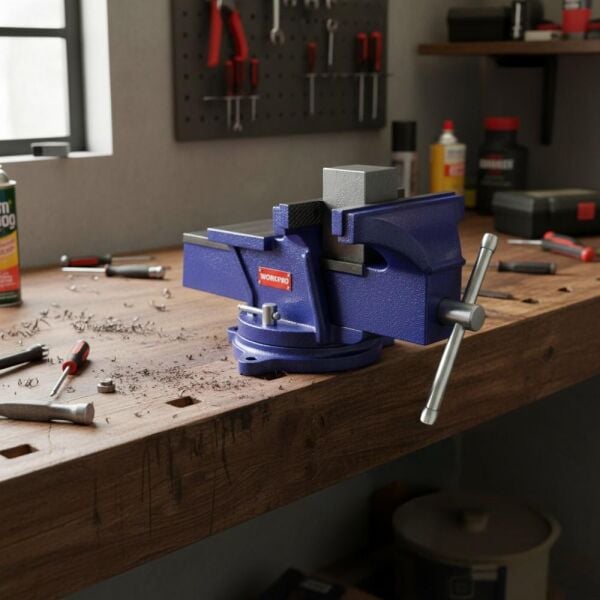 WORKPRO WP233006 125 mm Döner Tabanlı Örslü Tezgâh Mengenesi | Profesyonel Döküm Mengene