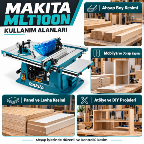 Makita MLT100N Tezgahlı Daire Testere 1500W 260mm - Profesyonel Yatar Daire Testere