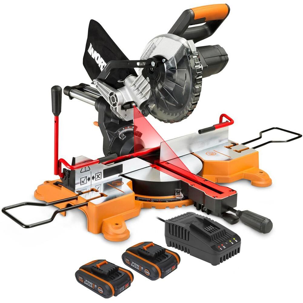 WORX 20Volt/2.0Ah Li-ion Çift Akülü 216 mm Kızaklı Gönye Kesme Makinası