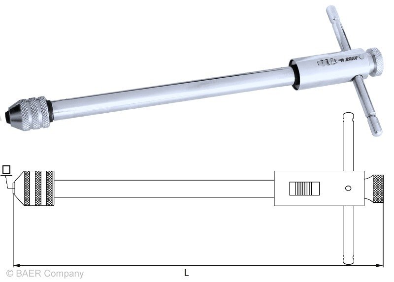 Baer Cırcır Kılavuz Kolu No:10 (M3-M10) 250 mm - 1/8-3/8''
